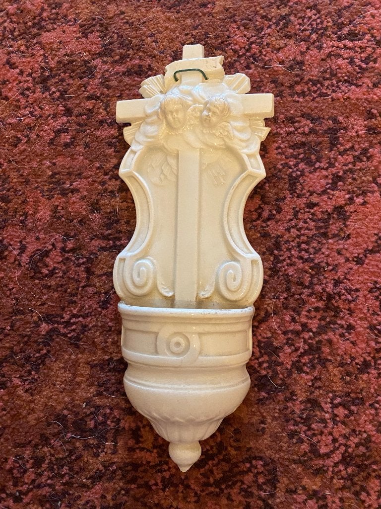 wijwatervat HALL HALLE   porselein porcelaine bénitier, Ophalen of Verzenden