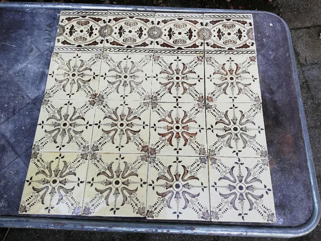 8,7m2 antieke wandtegels 12x12 zacht gele ondergrond BOCH, Enlèvement