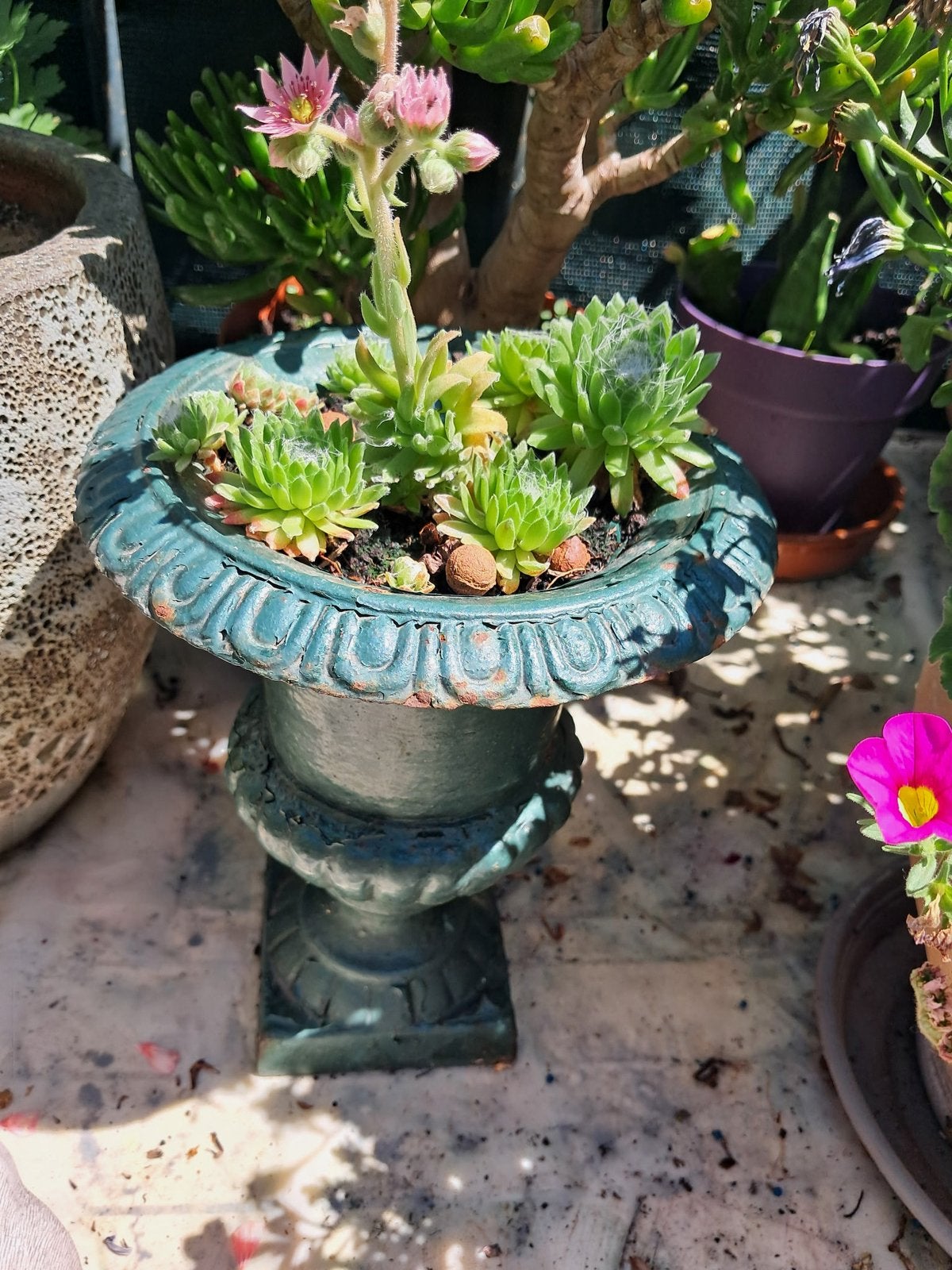 Gietijzeren bloempot hoog, Tuin en Terras, Ophalen, Zo goed als nieuw