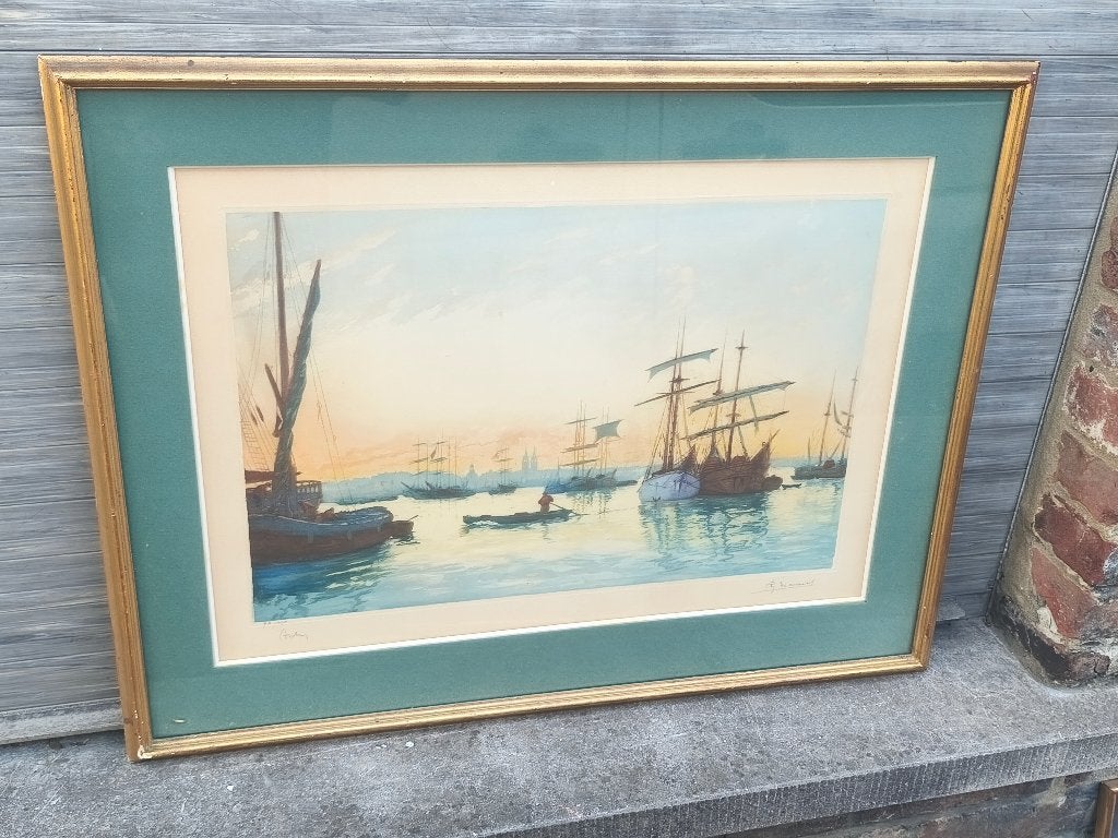 Gravure marine signe, Ophalen of Verzenden, Gravure
