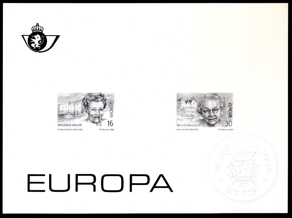 Peau noire et blanche 1996 - Europe Femmes belges célèbres, Neuf, Envoi, Non oblitéré, Europe