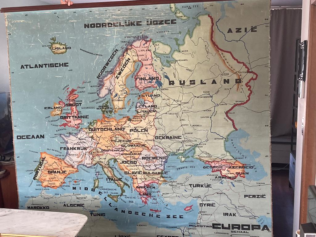Wandkaart  europa, Antiek en Kunst, Antiek | Schoolplaten, Ophalen, Aardrijkskunde