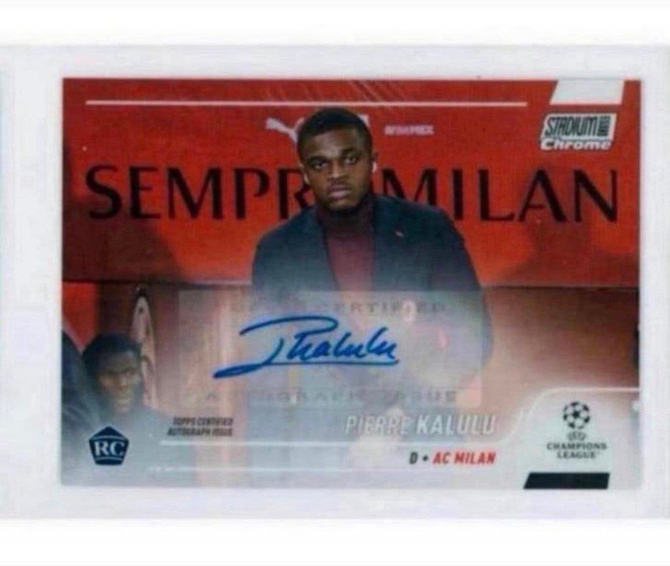 Carte dédicacée Topps Chrome UEFA Pierre Kalulu AC Milan, Collections, Enlèvement ou Envoi, Neuf, Cartes de joueur