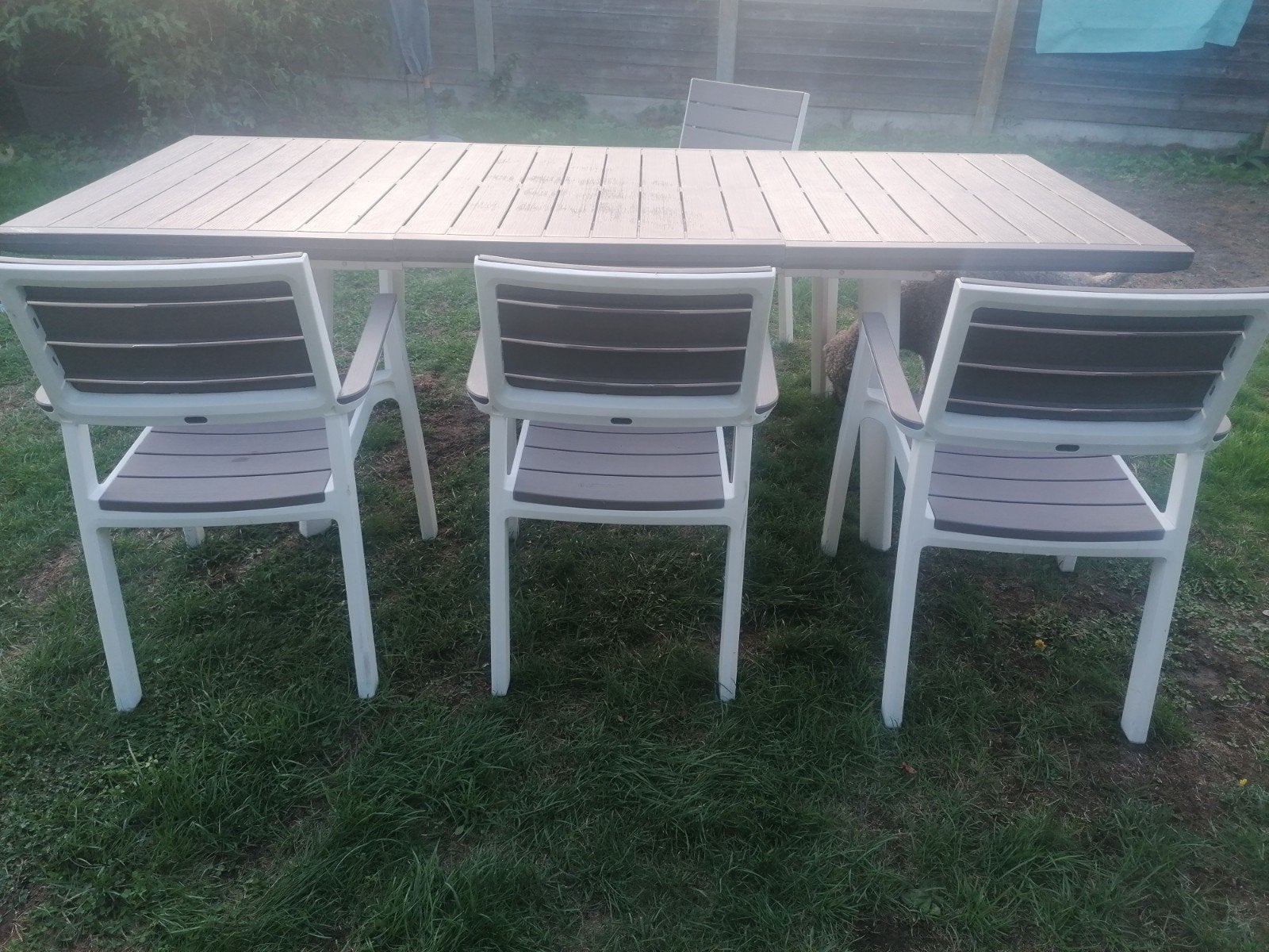 tuintafel met 6 stoelen - keter, Tuin en Terras, Ophalen, Kunststof, Gebruikt, 6 zitplaatsen