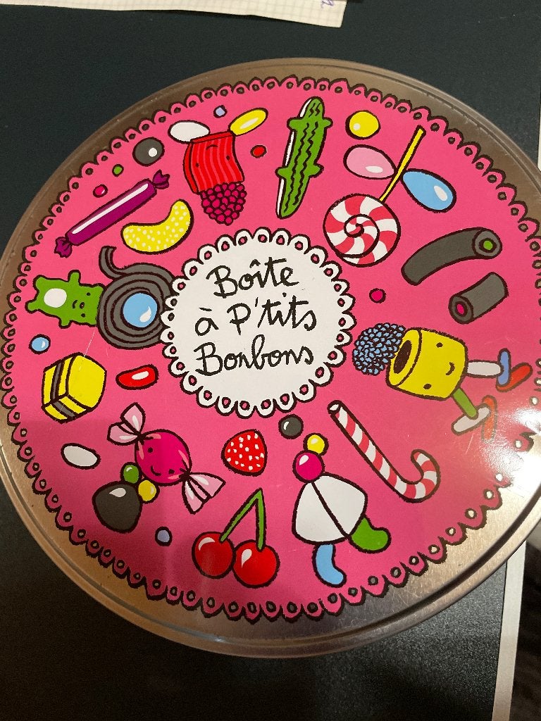ronde metalen doos, Ophalen of Verzenden, Gebruikt, Koek(jes)