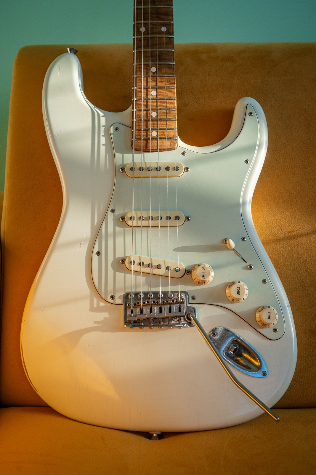 Smitty Custom Stratocaster Olympic White Flamed Roasted Neck, Muziek en Instrumenten, Ophalen of Verzenden, Zo goed als nieuw