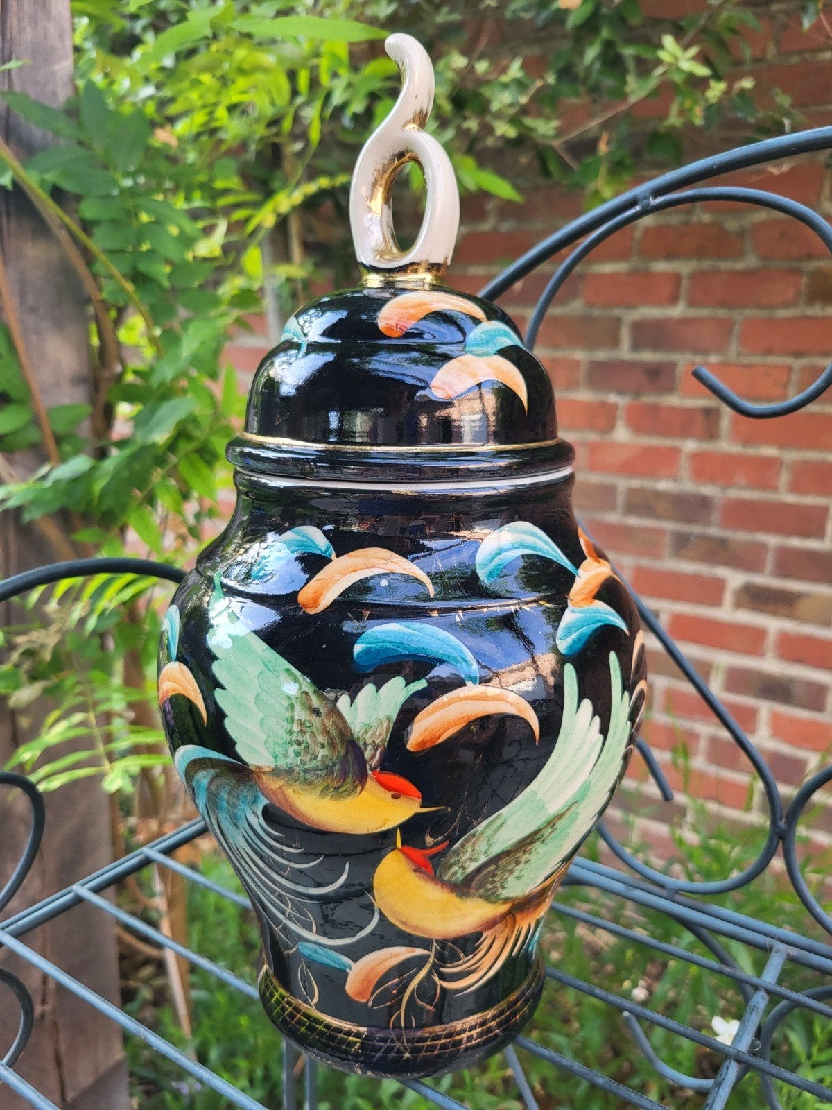 Magnifique vase vintage en céramique H. Bequet avec couvercl, Enlèvement ou Envoi