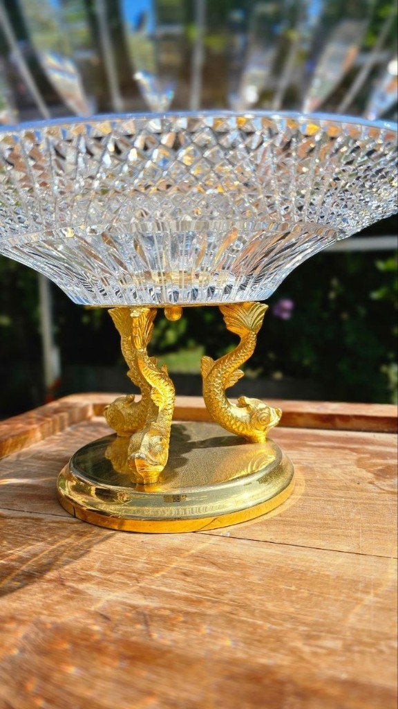 Grote prachtige antiek cristal schaal op voet, Antiek en Kunst, Ophalen