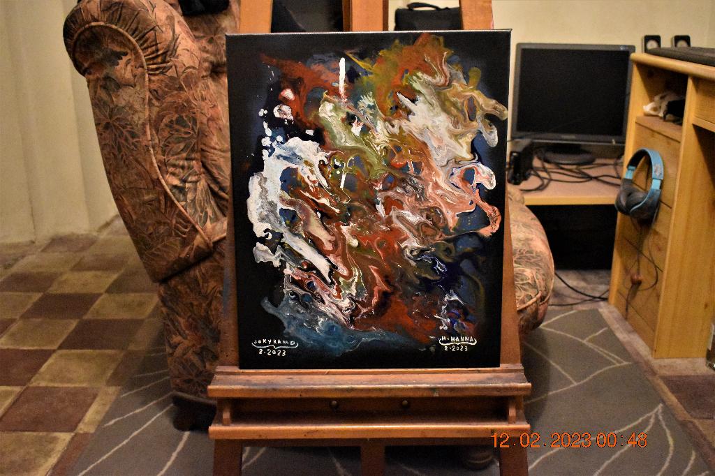 Serie nr. 1 over abstracte schilderijen, door Joky Kamo, Ophalen