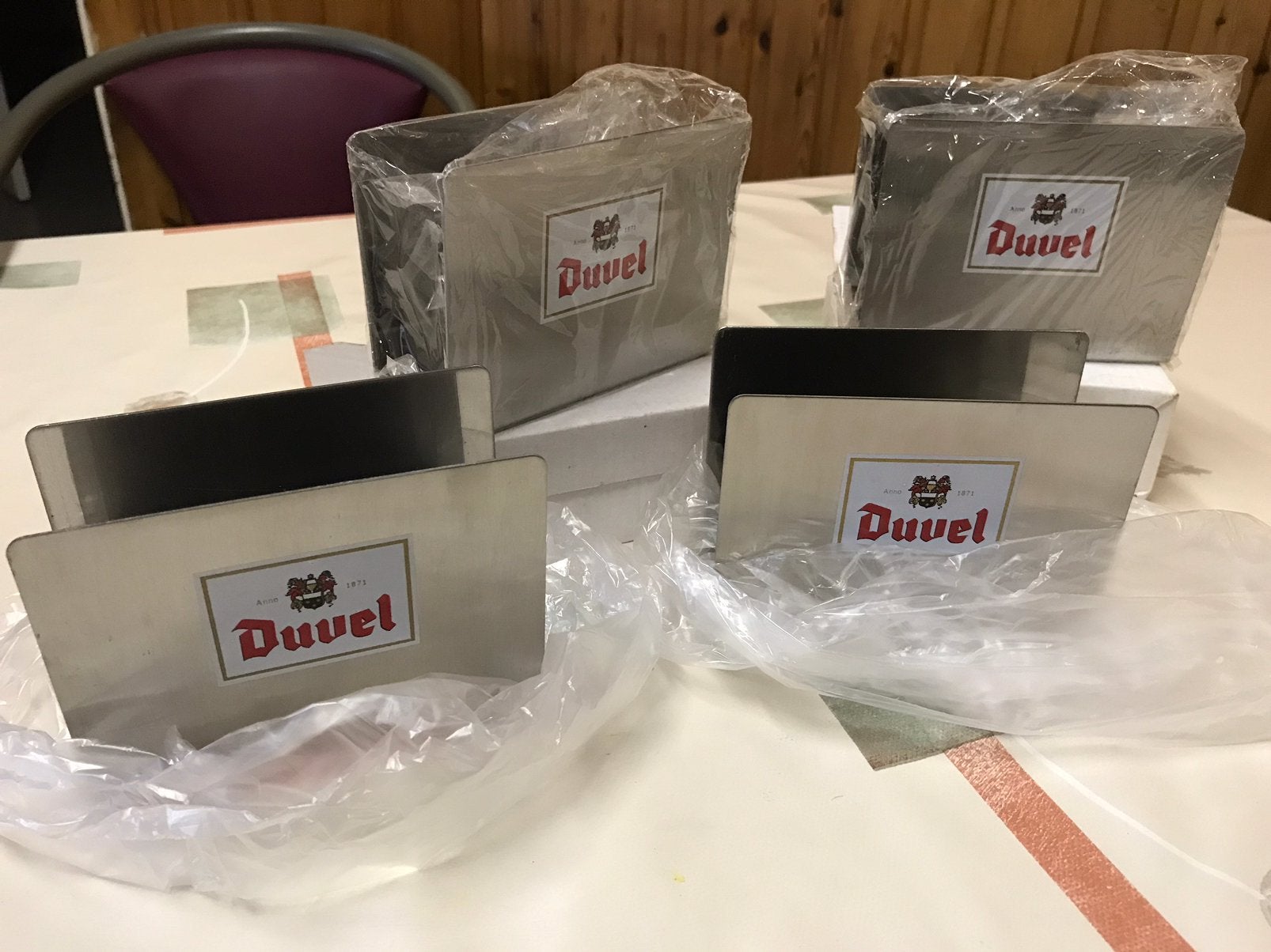Duvel bierkaarthouders,4 voor 15€, Verzamelen, Ophalen of Verzenden, Zo goed als nieuw, Overige typen, Duvel