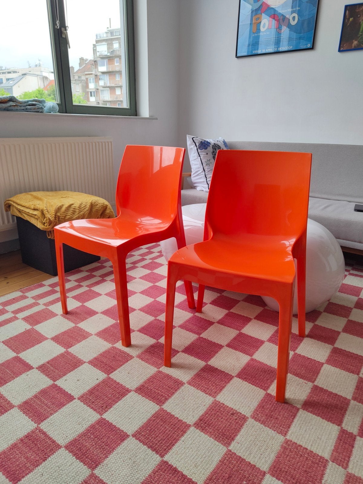 Deux chaises oranges en plastique ICE de GRAND SOLEIL, Maison & Meubles, Autres couleurs, Enlèvement, Utilisé, Deux