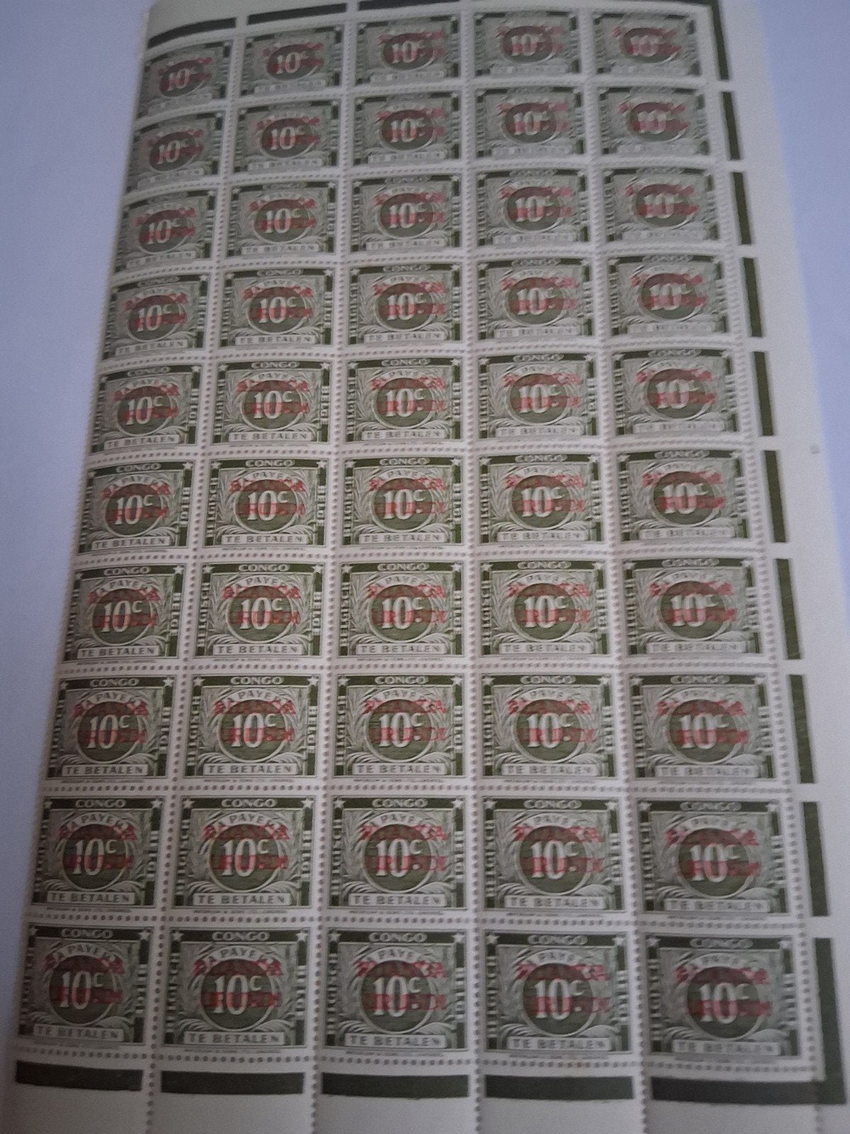 Congo Belge. surcharge R Urundi. feuillets de 100 et 50, Timbres & Monnaies, Enlèvement ou Envoi