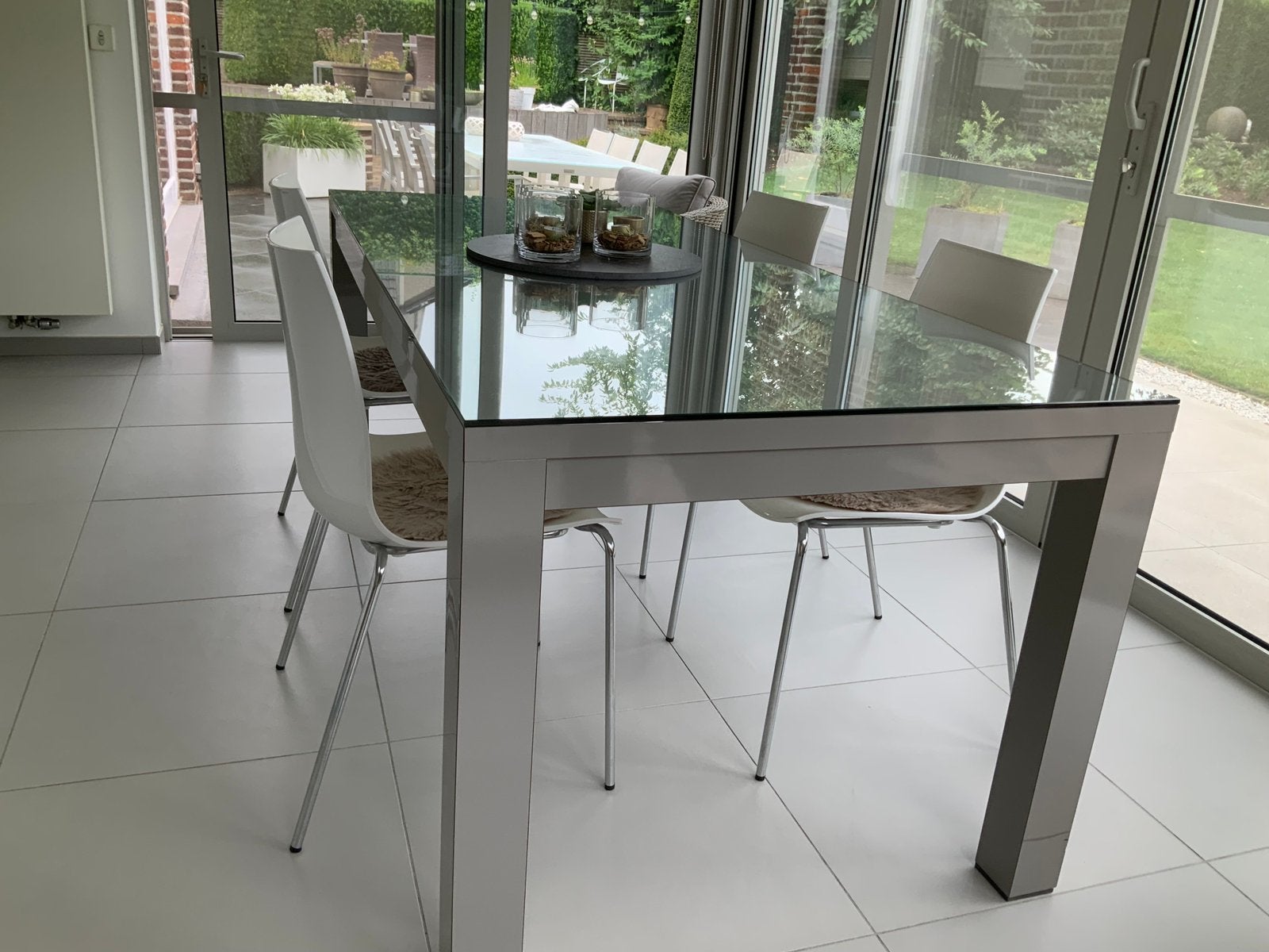 Eettafel 220 x 90, Huis en Inrichting, Ophalen, Overige materialen, Gebruikt, 200 cm of meer