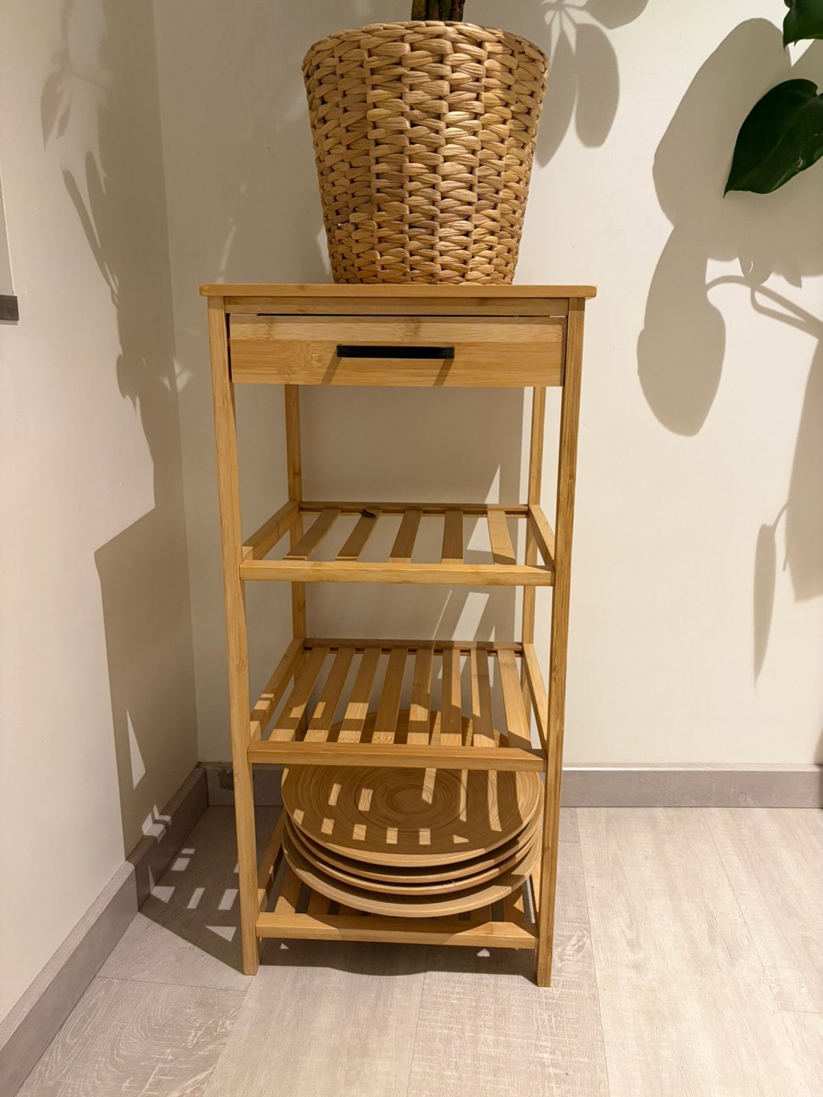 Meuble de rangement en bambou — avec tiroir et étagères, Enlèvement, Comme neuf
