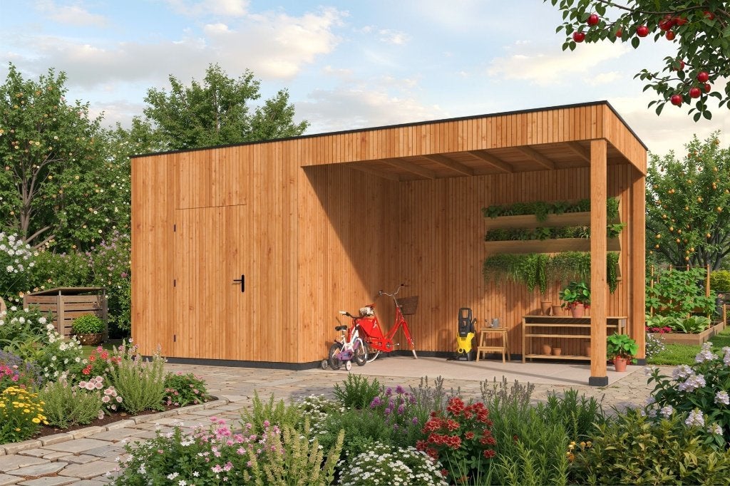 Cabane de jardin Kubeline avec auvent L280X687 CM, Envoi, Neuf