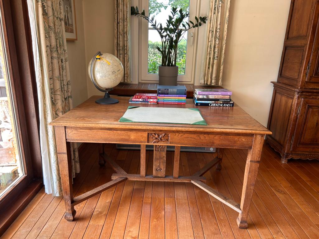 Eiken houten tafel, Huis en Inrichting, Bureaus, Ophalen, Gebruikt, 139 cm, Hout