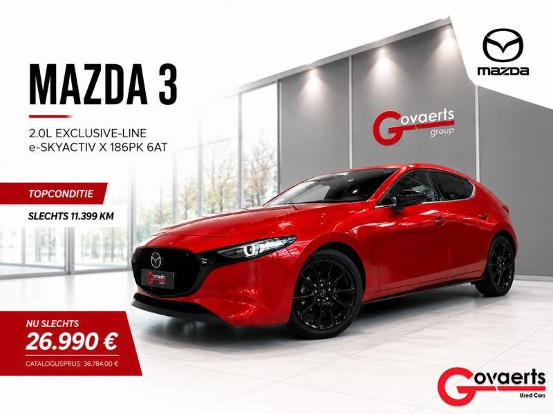 Mazda 3 2.0L e-SKYACTIV X 186PK AUTOMAAT EXCLUSIVE-LINE, Automaat, 1998 cc, 137 kW, Bedrijf