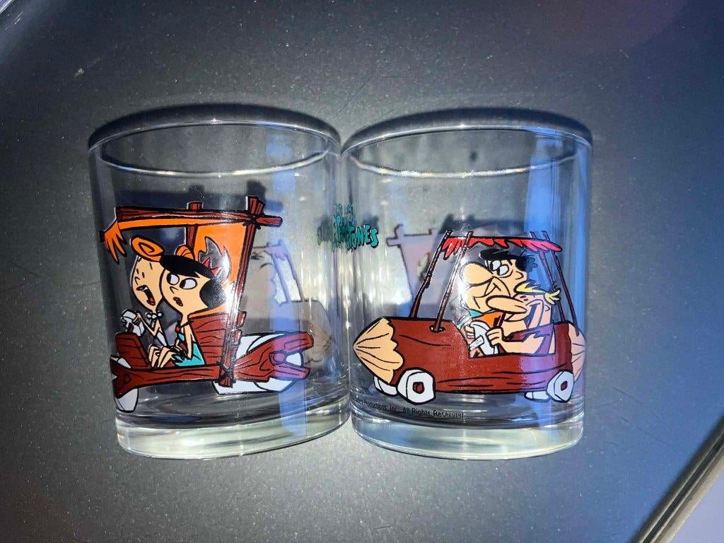 Flintstones-glazen - 2 stuks - Collector's items, Boeken, Stripverhalen, Ophalen of Verzenden, Zo goed als nieuw