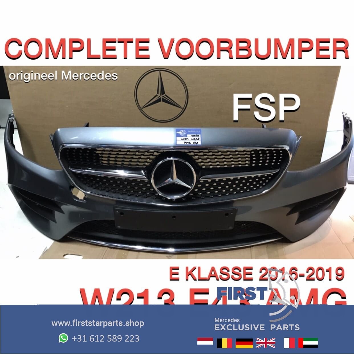 W213 E KLASSE E43 E53 AMG BUMPER GRIJS COMPLEET + DIAMANT GR, -, Voor, -, Bumper