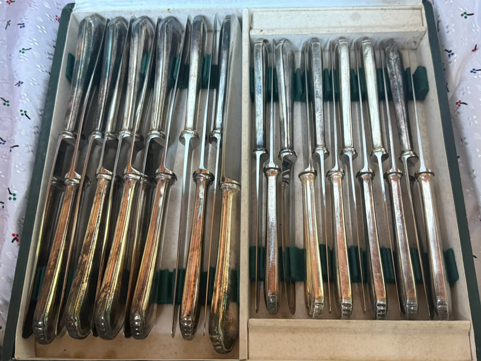 Antique verzilverde besteekset, Ophalen of Verzenden