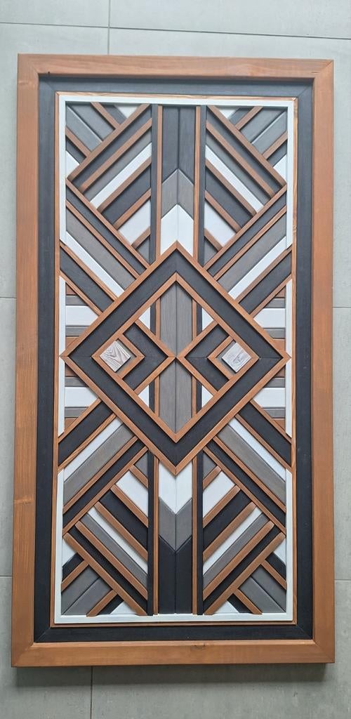 Handgemaakte geometrische wandkunst., 68 cm, 129 cm, Enlèvement, Panneau mural
