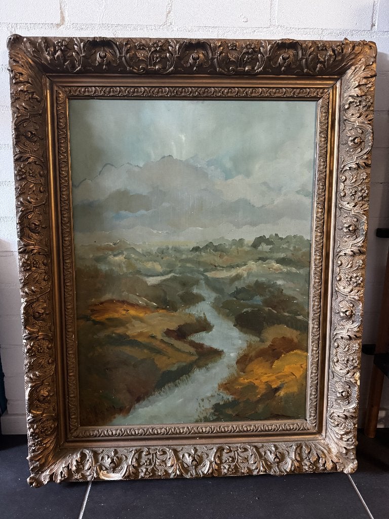 peinture avec un cadre ancien, Enlèvement, Classique, Cadre spécial, Paysage