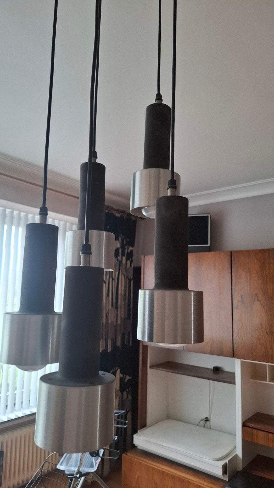 Luster met hanglampen, Huis en Inrichting, Ophalen, Zo goed als nieuw, Kunststof, Vintage jaren 70