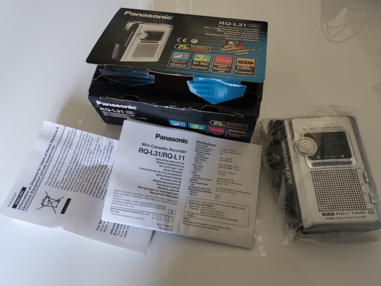 Panasonic RQ-L31 dictafoon audiobandrecorder, Audio, Tv en Foto, Bandrecorder, Ophalen of Verzenden