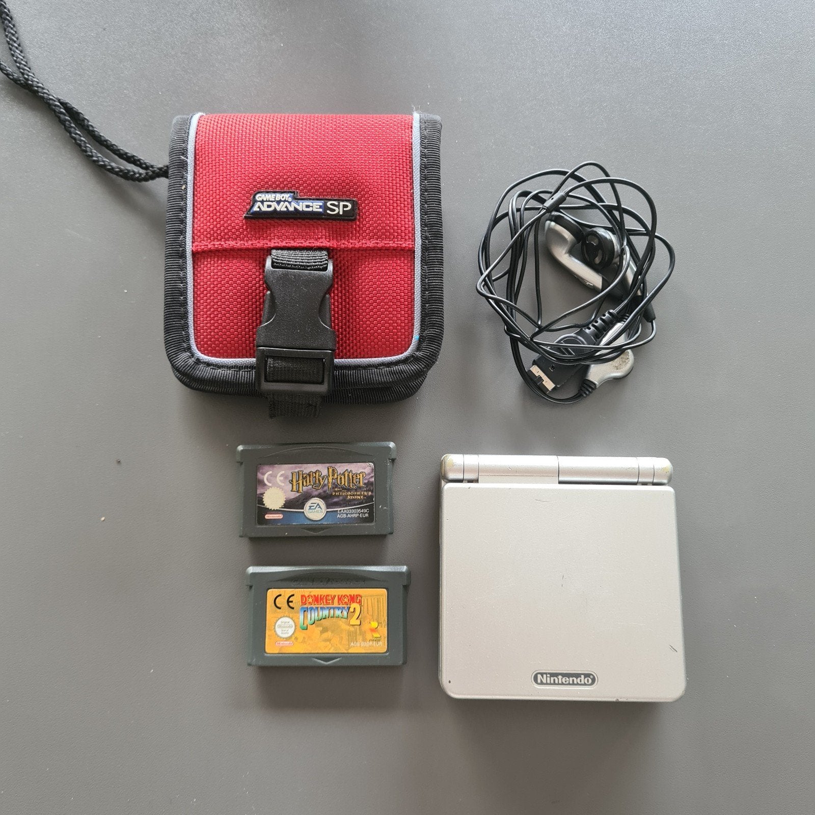 Nintendo Gameboy Advance SP zilver., Ophalen of Verzenden, Gebruikt, Game Boy Advance SP, Met beschermhoes of tas
