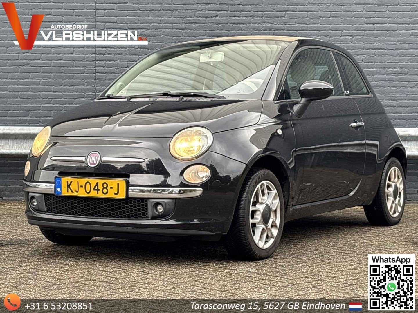 Fiat 500C 1.4 Lounge Cabrio | Airco |, Auto's, Zwart, Bedrijf, Handgeschakeld, Parkeersensor
