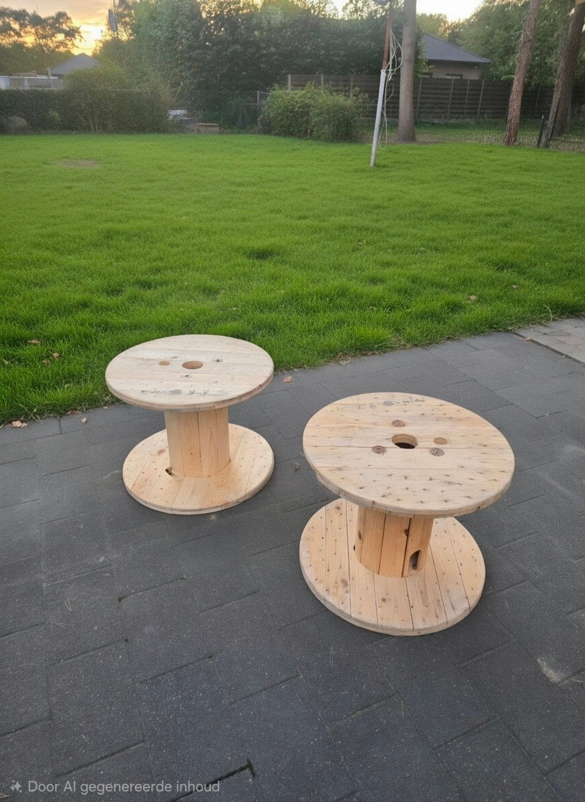 bobijn houten tafels per stuk 35€, Ophalen