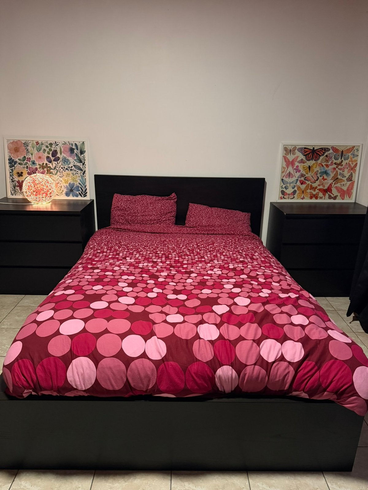 Lit malm noir ikea 140x200, Huis en Inrichting, Ophalen, Zo goed als nieuw, Tweepersoons, Ikea malm noir