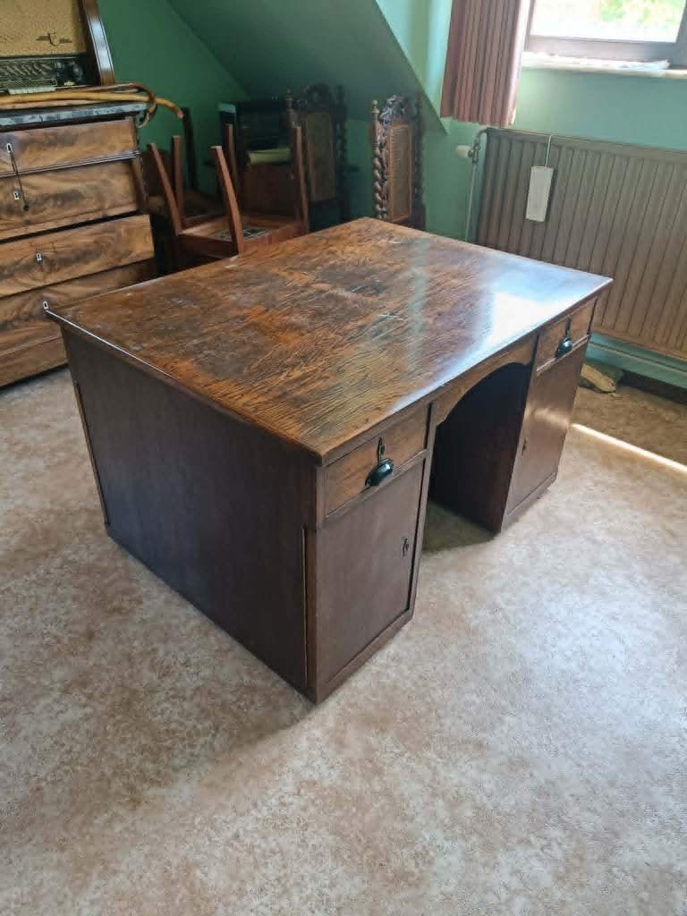 Vintage Bureau, Ophalen, Hout, Zo goed als nieuw, Bruin