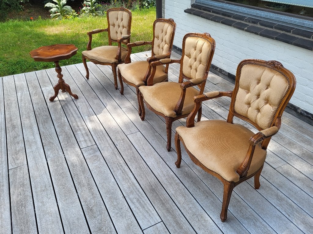 4 mooie salonzeteltjes met tafeltje stijl Louis XV, Antiquités & Art, Enlèvement