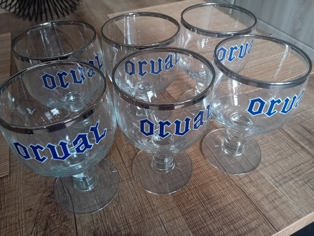 6 verres Orval, Collections, Verres & Petits Verres, Enlèvement, Comme neuf, Verre à bière