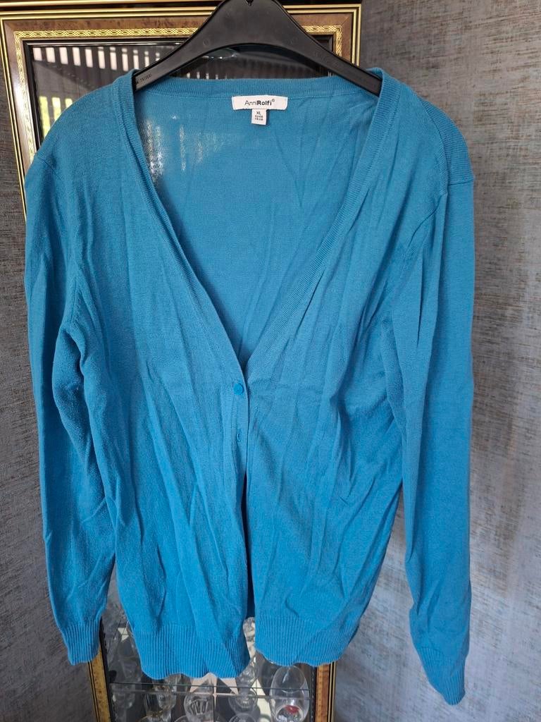 Blauwe Anni Rolfi Cardigan - Maat XL (46/48) - Katoenmix, Anni Rolfi, Ophalen, Gedragen, Maat 46/48 (XL) of groter