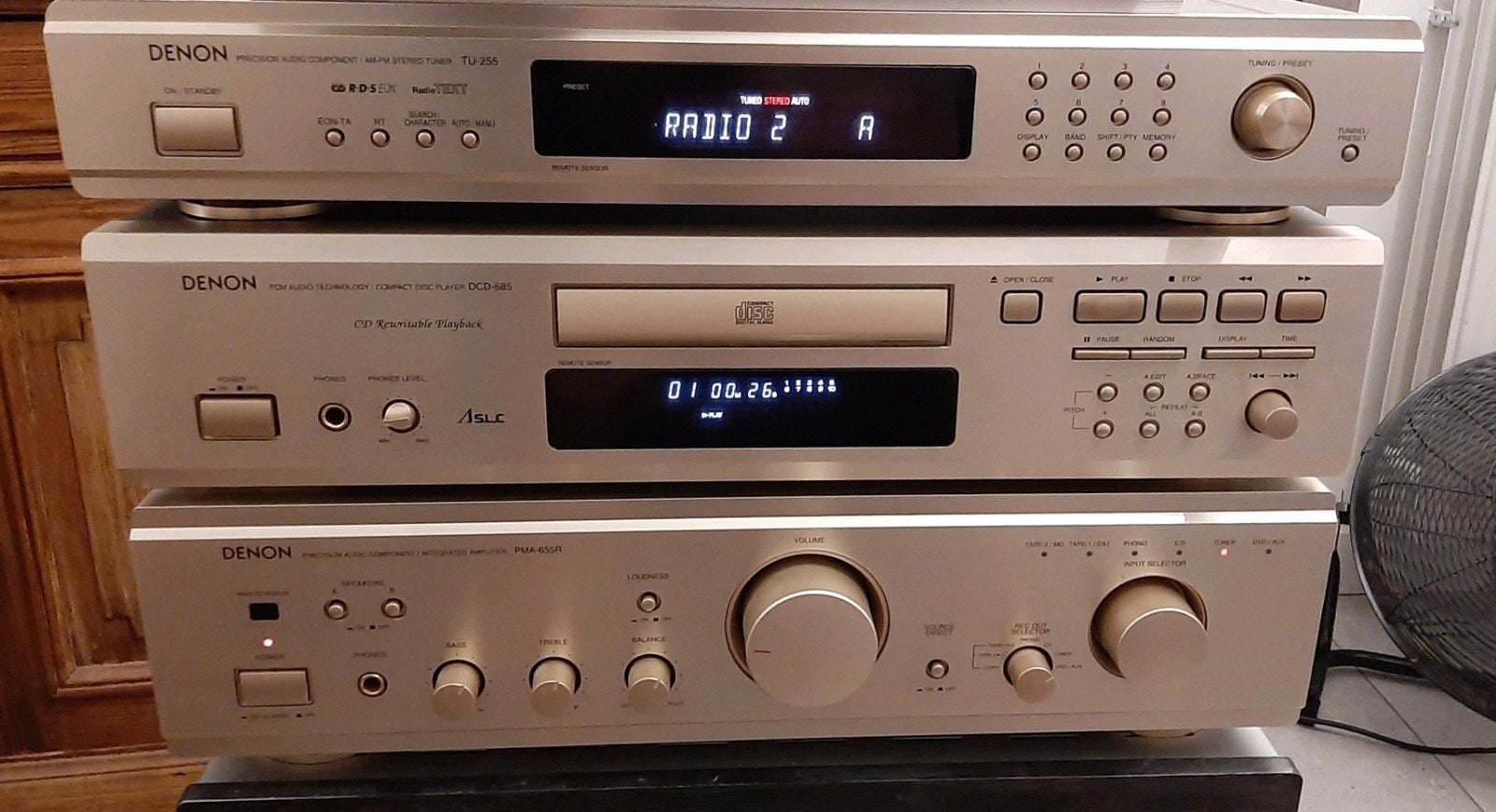 Magnifique ensemble de Denon PMA-655R couleur champagne, Enlèvement ou Envoi, Denon
