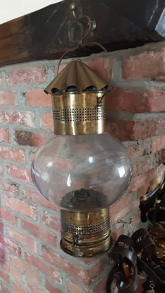 Zéér oude koperen storrmlamp, Vlaams, Ophalen of Verzenden