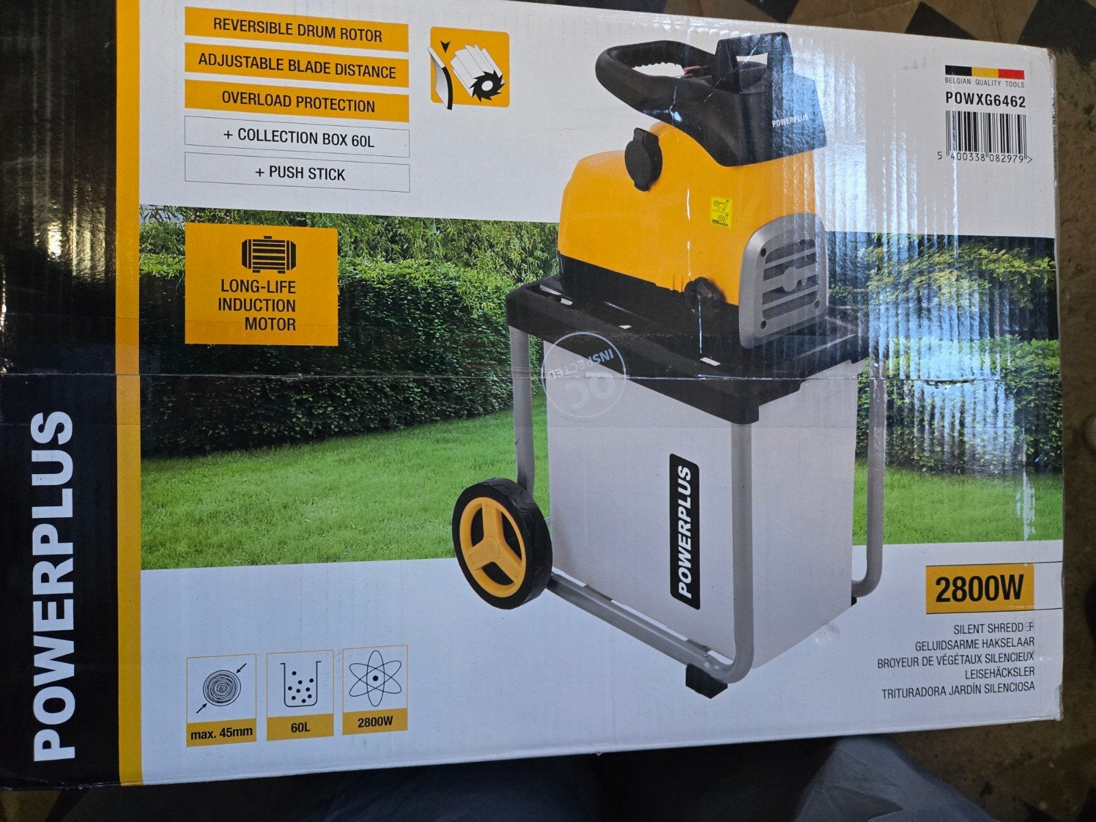 broyeur a végétaux neuf, Jardin & Terrasse, Neuf, Électrique, Bac de ramassage, Power Plus
