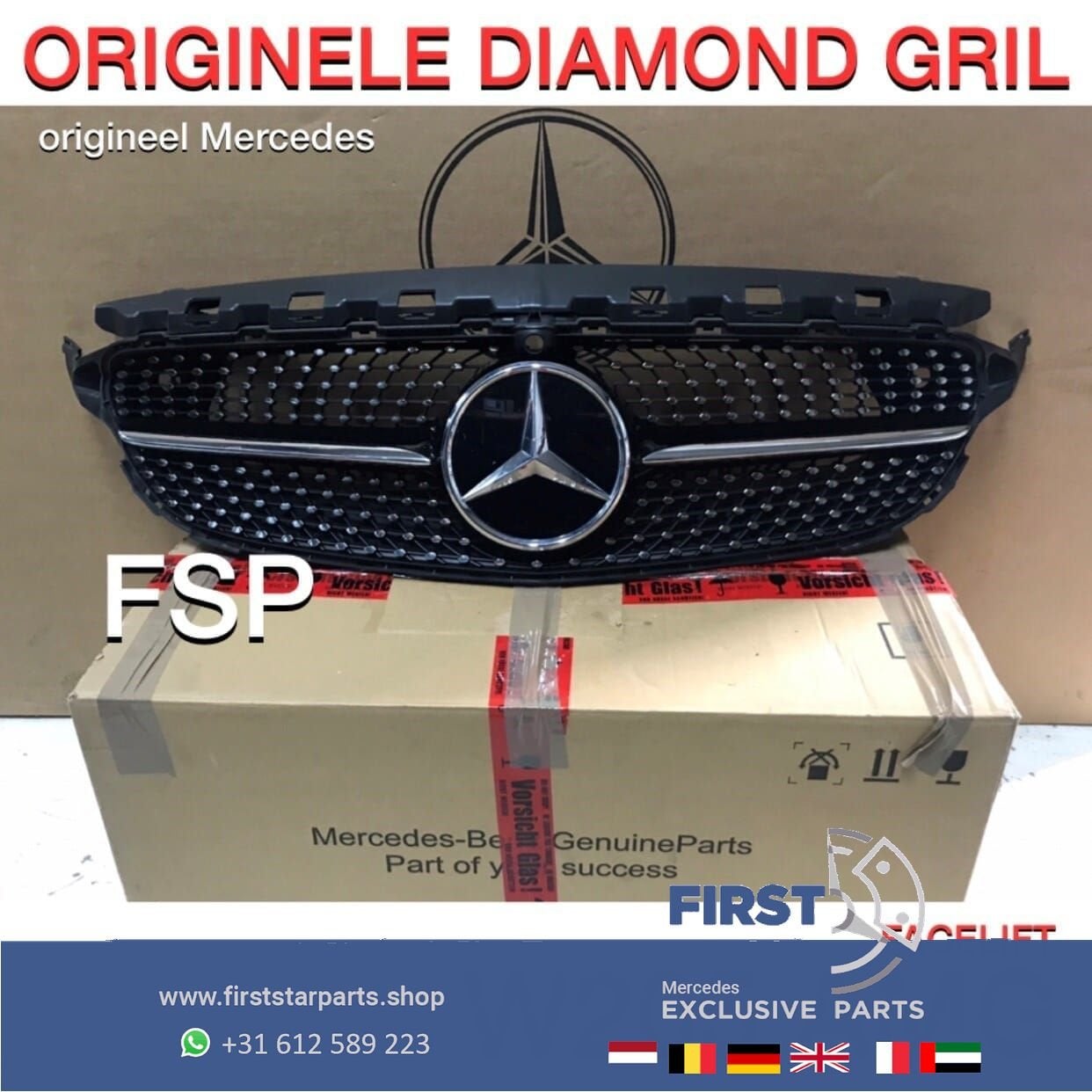 W205 FACELIFT DIAMOND GRIL origineel Mercedes C Klasse 2018-, Gebruikt, -, Ophalen of Verzenden, -