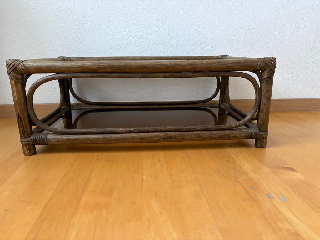 Rotan salon - bijzettafel  bruin, Enlèvement, Utilisé