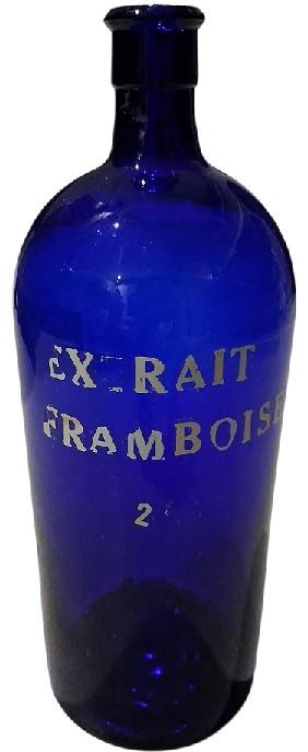 vieux flacon de pharmacie bleu. extrait de framboise, Enlèvement