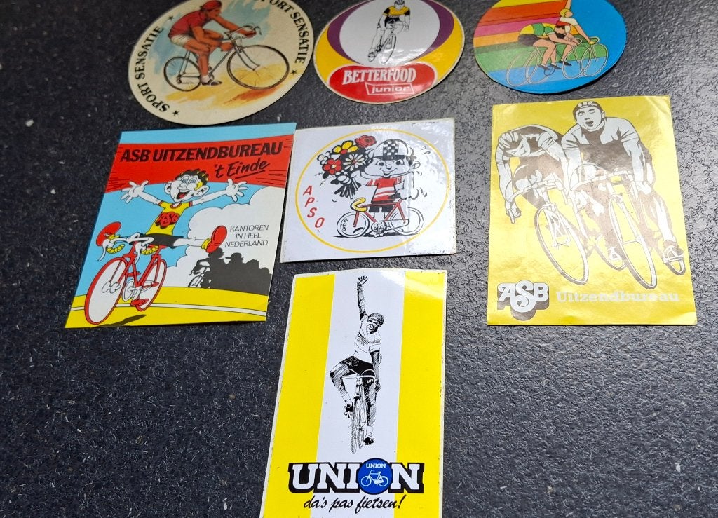 Lot fun stickers : thema wielrennen, Verzamelen, Ophalen of Verzenden, Zo goed als nieuw, Sport