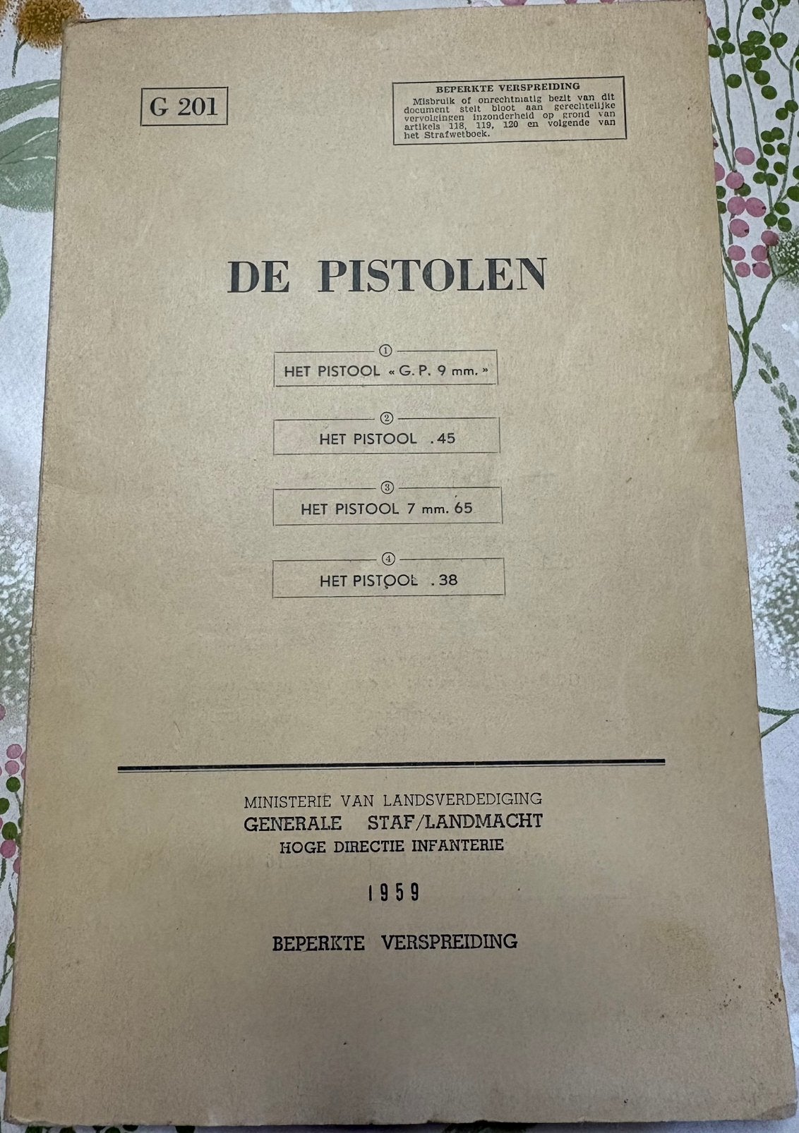 Rijkswacht / Landmacht - De Pistolen - G201, Collections, Enlèvement, Gendarmerie