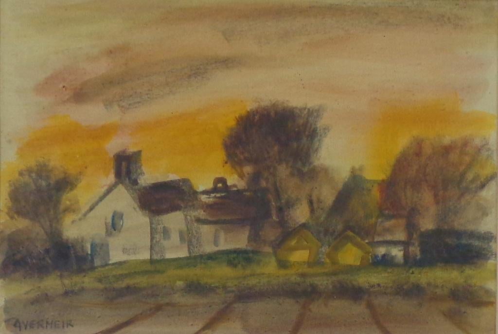 ALFONS VERMEIR / BOERDERIJZICHT / OLIEVERF / 57x70cm / KADER, Antiek en Kunst, Ophalen of Verzenden