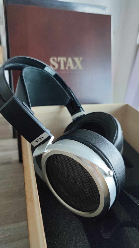Stax SR-009 (electrostatic) + High-amp Alpha centauri Amp, Ophalen of Verzenden, Zo goed als nieuw