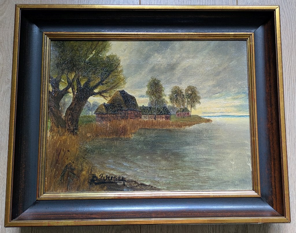 Peinture à l'huile ancienne: Paysage côtier, Enlèvement ou Envoi
