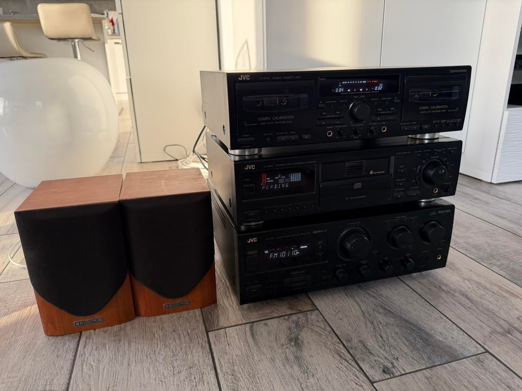 JVC - ampli - deck cassettes - baffles, Enlèvement ou Envoi, Utilisé, Haut-parleurs, JVC