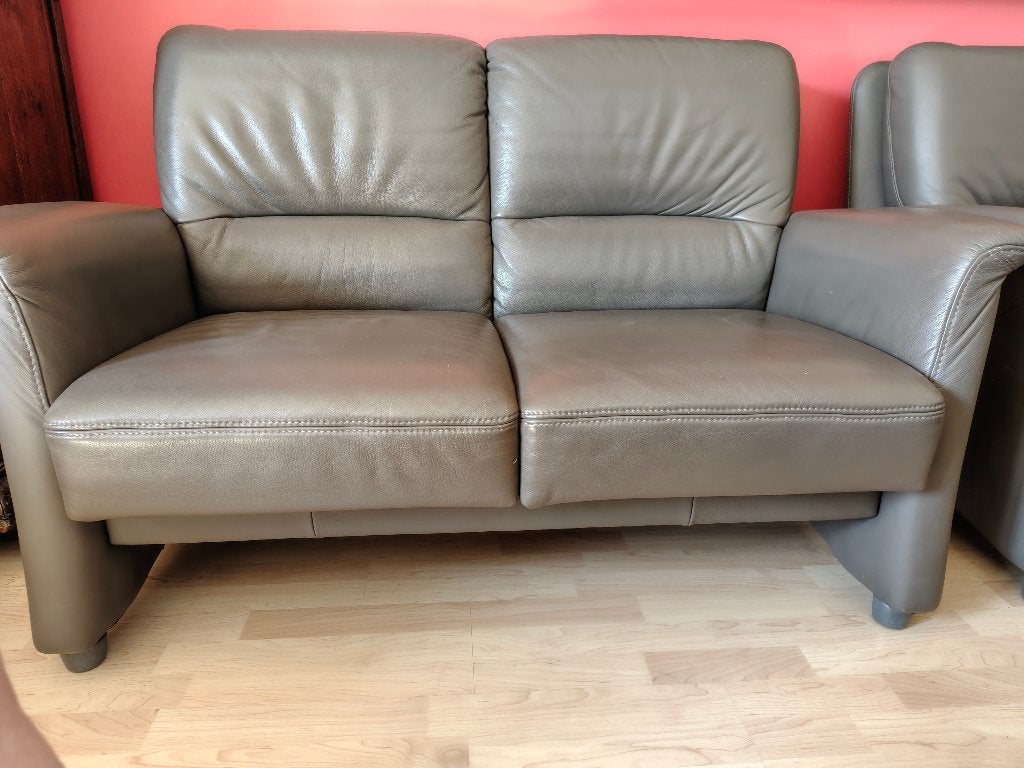 Mooie lederen zetel (2 zit + 1 zit), Huis en Inrichting, Zetels | Complete zithoeken, Gebruikt, Leer, Ophalen