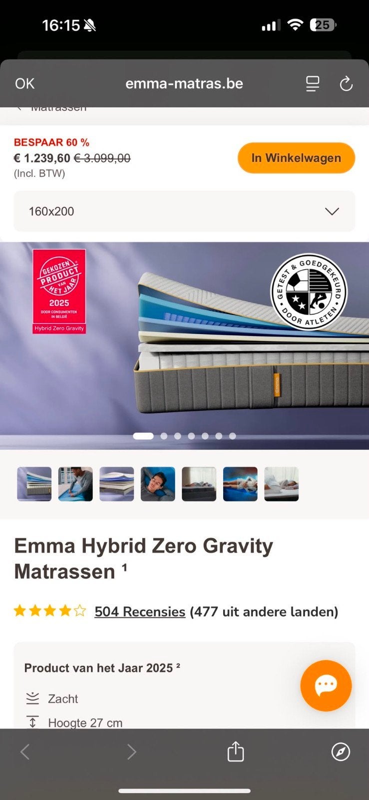 Matelas Emma Hybrid, Ophalen